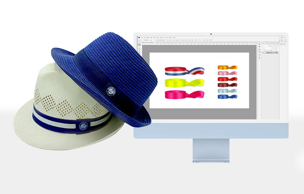 illustration article ruban personalise chapeau